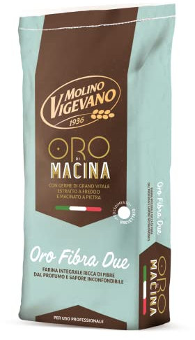 Molino Vigevano Oro Fibra Due Farina Integrale di Grano Tenero con Germe di Grano Vitale – Ideale per Pane, Pizza, Focaccia e Pinsa Romana – Farina Professionale Tipo Integrale da 10 kg (Pack of 1)
