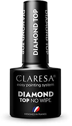 Claresa Top No Wipe Diamond Überlack innovativ UV LED Top Coat für Hybrid Nagellack Glänzendes Finish, Schützt, Transparent, 5ml