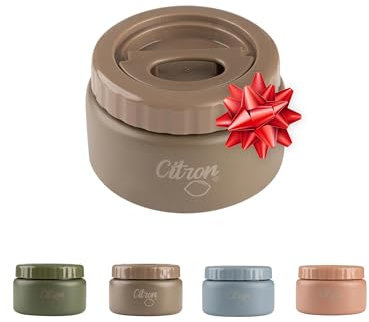 Citron Insulated Food Jars, 250ml – Easy Lock & Vacuum Seal Leak-Proof Lid, Keeps Food Warm for 6 Hours & Chilled for 7 Hours – BPA & Lead-Free, Adult & Kids Food Flasks for Hot Food and Cold Food