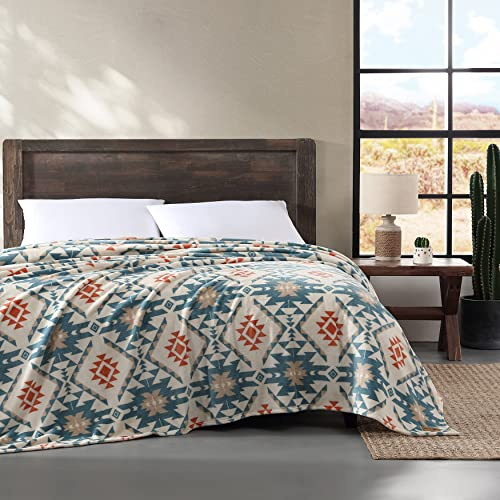 Wrangler Manta Reversible de Forro Polar de Felpa Ultra Suave, decoración Ligera para el hogar para Todas Las Estaciones, Queen, Azul Dakota