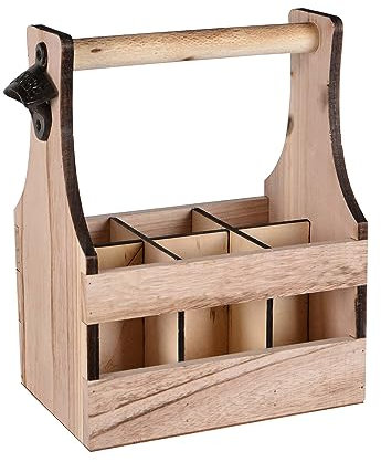 UNUS Home Flaschenträger aus Holz für 6 Flaschen ohne Beschriftung, Bierträger mit Flaschenöffner, Geschenkidee Männer, Geburtstag, Vatertag