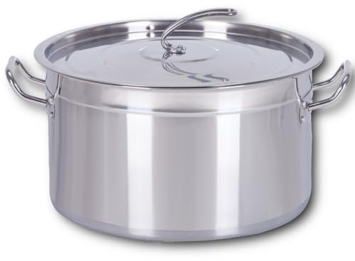 Euro Tische Gastronomie Kochtopf Suppentopf (15 L) - 15 bis 100 Liter Edelstahl Kochtöpfe - ideal geeignet für ALLE Herdarten & große Küchen - Gastro Topfset