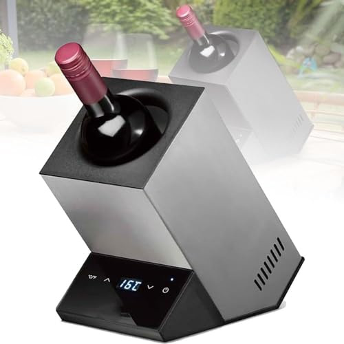 Qiang Raffreddatore Bottiglie Vino,Bottiglia Singola φ92mm Secchiello Ghiaccio Vino Elettrico,Refrigeratore per Bottiglie di Vino E Bevande con Controllo Termostato Intelligente 5-18°c,Silver