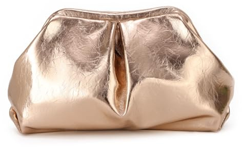 EVEOUT Clutch Cuero Brillante Forma de empanada Mujer Bolso de Mano para Fiesta Cartera Elegante para Boda Noche