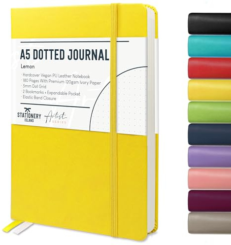 STATIONERY ISLAND Quaderni a Quadretti A5 Bullet Dotted Journal Puntinato, 180 Pagine Taccuino, Notebook Quaderno Appunti 120gsm. Quadernino Per Agendina, Studio, Viaggi, Diario e Progetti