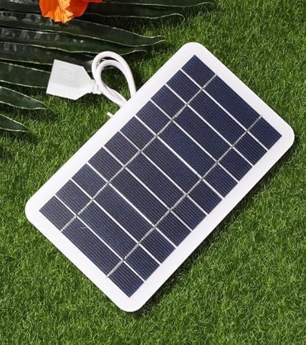Panel Solar Portátil de 2W 5V con Conector USB, Cargador Solar Impermeable y Duradero para Teléfono Móvil, Power Bank, para Viajes y Actividades al Aire Libre, Marco de Placa Epoxi Robusto