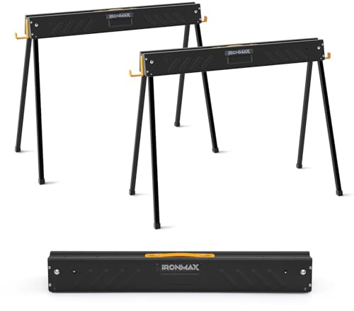 COSTWAY Arbetsbock 2-pack, kan belastas upp till 500 kg, fällbara böckar, sågbock med 2 x 4 stödarmar, bärbara fällbockar med handtag, stålböck för träbearbetning, 94 x 47 x 74 cm