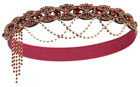 BABEYOND Flapper 1920-talet Gatsby pannband – 20-talet vintage strass hårband bröllop bal hår huvudkedja panna huvudbonad för kvinnor röd
