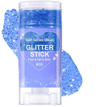 Glitterpennor, Mermaid Sequins Body Glitter Stick, Rainbow Glitter Ansiktspenna, Chunky Sequin Glitterpulver för Ansikte/Kropp/Hår/Ögon/Läppar, Christmas Festival Rave Accessoarer (05 Blå)