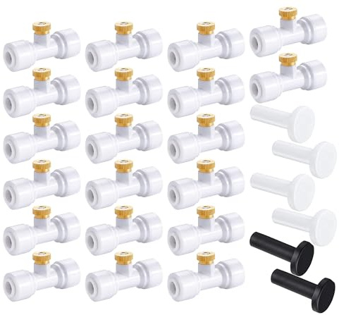 HUAZIZ 20 connettori a T per tubo dell'acqua con ugello per nebbia, sistema di irrigazione spruzzatore, ugello spruzzatore, ugello nebulizzatore, connettore a T, sistema di raffreddamento esterno