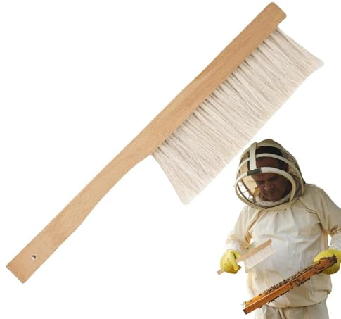 JINGLING Bee Brush Beekeeping, Natural Horsehair Bee Brush with a Wooden Handle, Cleaning Device for Beehives with Wooden Handle, Natural Hair Brush, Honey Bee Accessories for Beginners