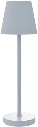 HOMCOM Lámpara de Mesita de Noche Inalámbrica, Lámpara de Mesa Táctil con Luces LED, USB-C Recargable, 3 Temperaturas de Color y Pantalla de Acrílico, para Dormitorio, Salón, Gris