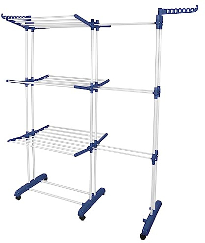 OHMG - Secador de ropa extensible de gran capacidad, torre de secado, 3 niveles, plegable, tendedero vertical multifunción para interior y exterior con 6 alas plegables, tendedero de ropa