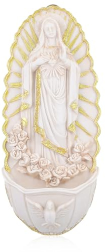 Gadpiparty Resin Guadalupe White Water Hanging Decor Font Holy Wall | Church Entrance Accent, Family Ritual Use, Serene Sacred Atmosphere, Symbolic Touch for Home and Chapel