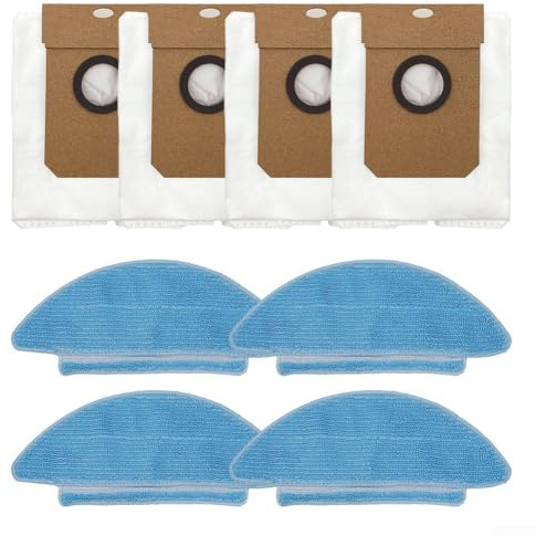 BlesConi Kit de bolsa de polvo y paño de fregona de repuesto para Lubluelu SL68, paquete de 4 bolsas de polvo + 4 trapos, filtro de tela no tejida para una limpieza eficiente