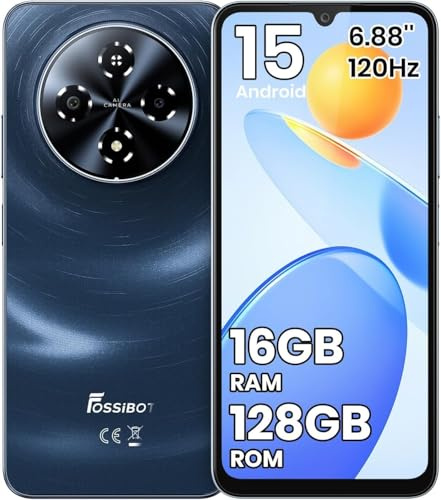 FOSSiBOT S5 Smartphone 2026 Android15, 120Hz Cellulare schermo 6.88, 6000mAh batteria Telefono Cellulare, 16GB+128GB+(TF 1TB), Gemini AI, 8.5mm Cellulari e Smartphone, Dual SIM 4G telefono
