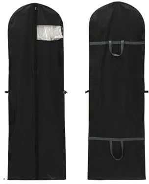Klädväska, kappa, klänning, hängande ficka, vikbar, bröllopsklänning, dammskydd, Svart, 60x180cm, One Style
