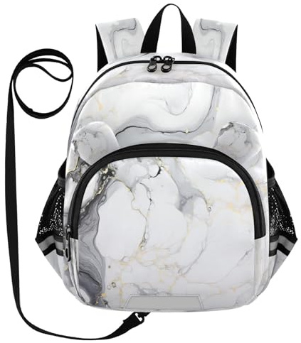 DDDIYEU Ligne DoréE Blanche Marbre Sac à Dos Bébé Rigolo avec Oreilles,Mini Sac à Épaule Adorable,Sac à Dos pour Enfants