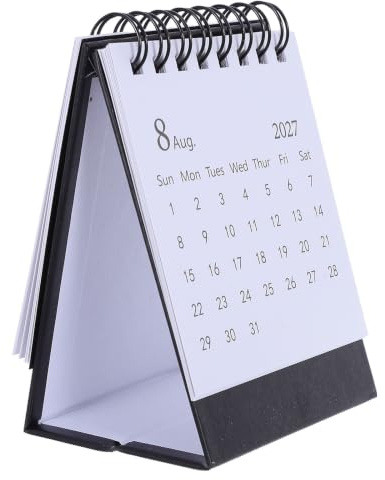 AMUSLESUR Mini Bordskalender Månaders Kalender med Metallspiral och Perforerade Stående Planerare för Hem och Skola Lätt att Bläddra Svart