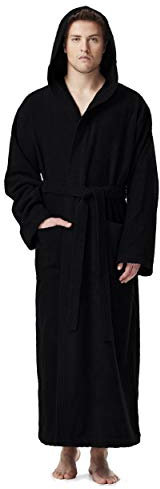 Arus Herren Bademantel mit Kapuze, Größe: XXL-3XL Lang, Farbe: Schwarz