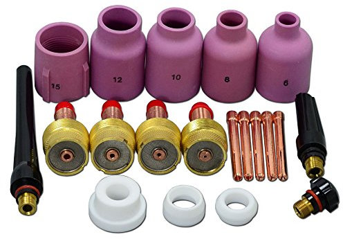 RIVERWELD Corps de Collet pour Diffuseur de Gaz TIG 10N 45V Jumbo Grand Diamètre Buses en Céramique D'alumine 57N75 57N74 53N88 53N87 53N89 pour SR WP 17 18 26 Torche de soudage TIG 20pcs