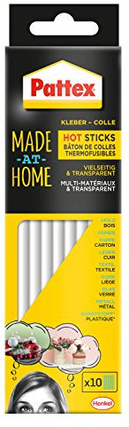 Pattex Made at Home Bâtons de Colle Chaude pour Pistolet - Haute Transparence, 10 Bâtons pour Bricoler, Décorer et Réparer