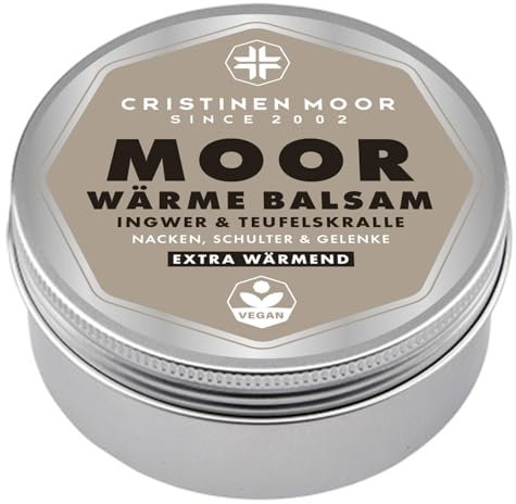 CristinenMoor Moor Wärme Balsam I Moorsalbe 200 ml mit Bio Shea Butter I Mooreinreibung mit Naturmoor, Ingwer, Teufelskralle I unterstützend bei Rheuma, Problemen an Gelenken wie Knie, Nacken, Lende