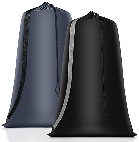 Heavy Duty Laundry Bag 2 Pack XL Nylon Laundry Bags with Straps, Washable Large Dirty Clothes Organizer with Drawstring Closure, Travel Washing Bag Fit a Laundry Hamper or Basket