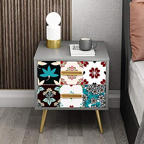 Stick on Tiles Black Red Flower Tile Stickers PVC Self Adhesive Wall Tiles Heat Resistant Tile Stickers for Kitchen Bathroom Waterproof Peel and Stick Floor Tiles Tile Paint 30x30cm