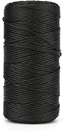 KINGLAKE 2mm Black Cord, 130m Twist Nylon Brick Line, Strong Builders String for Bricklaying, Masonry, Net Repairing, Gardening, Marking, DIY Crafts