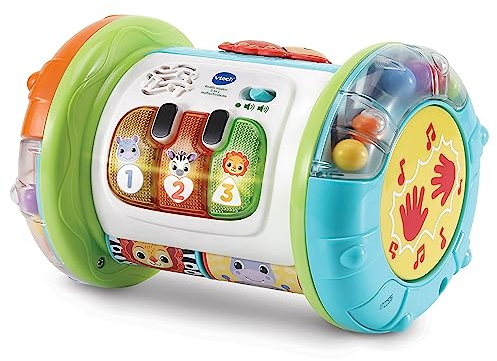 VTech-Baby Rodillo mágico Interactivo 3 en 1, Juguete multiactividades para bebés +6 Meses, Tambor, Piano y Centro de Actividades, Aprende música, Enseña Vocabulario básico, Versión ESP