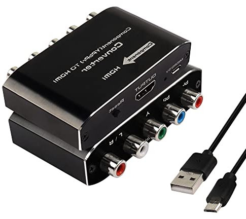 XMSJSIY Component to HDMI Converter, YPbPr to HDMI Converter, Component RGB +R/L Audio to HDMI Video Audio Converter Support HDCP 1080P Adapter for PC Laptop HDTV Monitor Projector - 1PC
