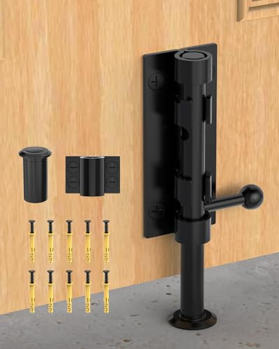 Barrel Bolt Latch, 6 Shed Door Latch, Heavy Duty Slide Bolt Gate Latch, Hardware Gate Drop Rod Bolt Lock for Barn Door, Wooden Fence, Courtyard, Backyard, Outdoor (Black - 1pc)