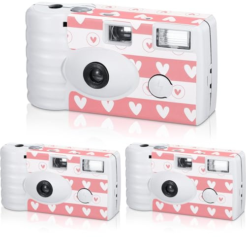 3 Pack Disposable Camera for Wedding Simple Use Color Film Camera with Flash Disposable Cameras One Time Camera for Gathering Wedding Travel Party Supply (White)