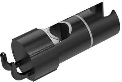 Howdah Duschkopfhalterung Duschhalterung mit 2 Haken Universelle Halterung für Gleitschienenhalter mit 18-25MM Durchmesser, für Badezimmer-Ersatzteile, 360-Grad-Drehung, ABS Schwarz