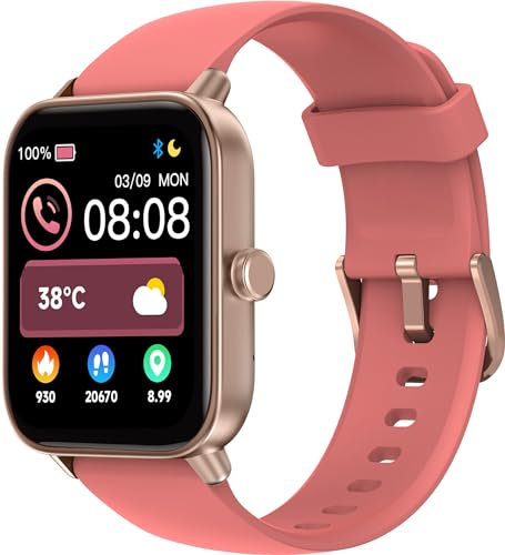TOOBUR Orologio Smartwatch Donna, 1.8 Fintess Tracker, Chiamate Risposta, 100 Sport, Contapassi e Cardiofrequenzimetro, Impermeabile IP68 per il nuoto, Compatibile con iOS Android