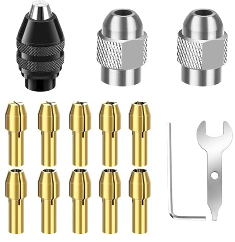 Linkstyle Schnell Bohrfutter Adapter Set, 1/32 auf 1/8 Zoll Keyless Futter Schnellspannbohrfutter mit Messing Schnellwechsel Drehbohrmuttern
