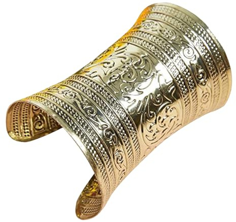 Gold Arm Cuff Bracelet Lightweight Upper Arm Jewelry Tribal Chunky Cuff Bracelet for Women Cosplay Belly Dance Party Accessories