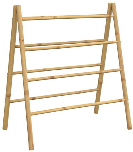 vidaXL Échelle à Serviettes Double avec 4 échelons 90x50x100 cm Bambou, Porte-Serviette, Porte-Serviette en Bambou, échelle à Serviettes pour Salle de Bain