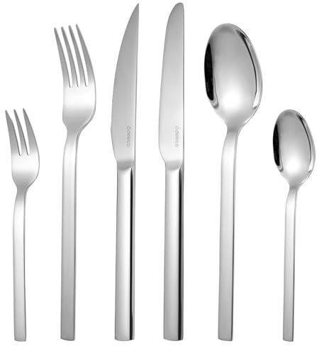 Deleca Edelstahl Besteckset 6 Personen Elegantia mit Steakmesser - Spülmaschinenfest, Silberbesteck, Cutlery Set, Essbesteck, Besteck set 6 Personen - Tafelbesteck für Haus/Party/Restaurant
