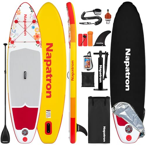 Napatron Paddle Gonflable Adulte de 3.05 m, avec Planche à pagaie, Housse de Protection Solaire et Accessoires Haut de Gamme, Paddle Gonflable, Stand up Paddle Convient pour Jeunes et Adultes