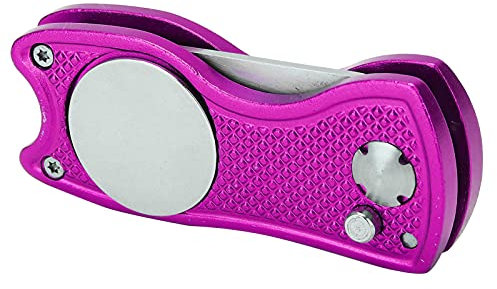 Yuecoom Edelstahl-Golf-Heugabel, faltbares Golf-Divot-Werkzeug, Switchblade-Werkzeug, Pitchgabel-Reparaturwerkzeug (Purple)