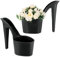 M METERXITY 2-Pack High Heel Shaped Flower Pot, 8.5 Inch High Heel Shaped Home Decor Shoe Vase, Lady Shoe Shape Garden Creative Craft for Indoor/Outdoor Planter [Black]