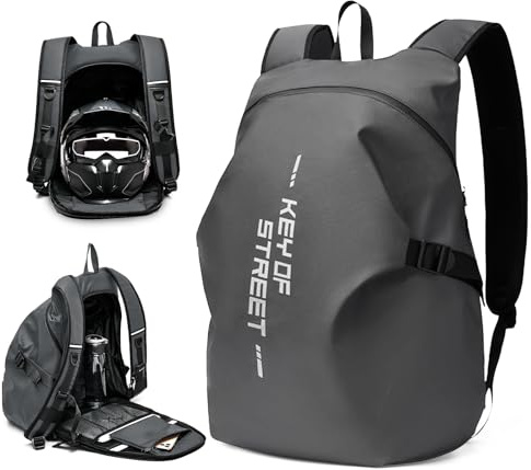 WEPLAN Zaino per Casco Uomo Donna Zaino da Moto Zaino Portacasco da Moto Borsa Porta Casco Moto Impermeabile Zaino da Portacasco Cinturino per Casco da Moto Borsa Porta Casco Moto,Grigio