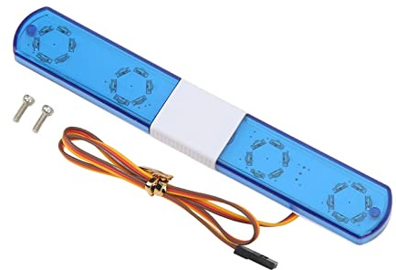 equlup RC LED Police Light, 145x22x12mm/5.7x0.9x0.5in 4.8-6V Bright Simulation Lamp Police Flash Light for 1/8 1/10 Axial SCX10 RC Cars (Blue)