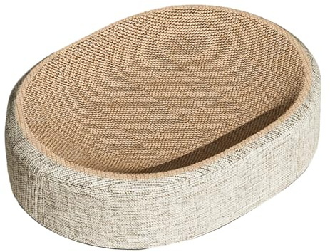 Griffoir pour Chat 2 en 1, Tapis à Gratter Ovale en Sisal Carton à Gratter Multifonction pour Chat, Faire Les Griffes et Dormir Haute Densité Griffoir Résistant à l'usure pour Jouer et Dormir