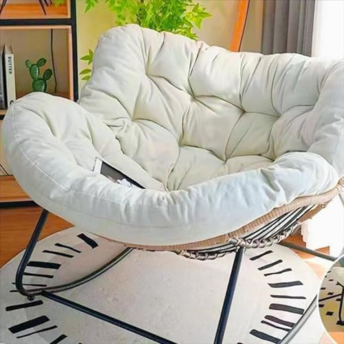 BYGSBKDP Chaises à bascule pour adultes, Chaise à bascule Papasan, Chaise longue en rotin en osier de rotin de 104 cm, Chaises à bascule en forme d’œuf avec cadre métallique, grands supports, modernes