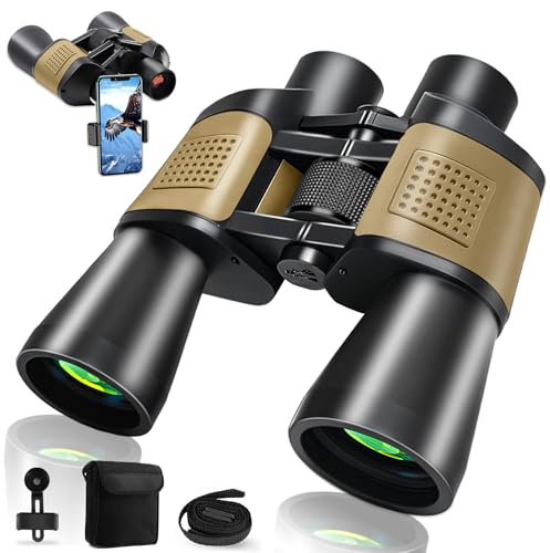 20x50 Fernglas für Erwachsene, HD Wasserdichtes Fernglas mit BAK4 Prisma & FMC Objektiv, Tragbares Teleskop für Vogelbeobachtung Fußball Reise Konzerte mit Smartphone Adapte