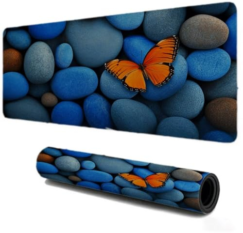 Alfombrilla Ratón Gaming 700x300, Mejora la Velocidad y la Precisión, Mariposa Piedra Mouse Pad Antideslizante, Alfombrillas Raton de Oficina y Casa, Accesorio Gaming para Ordenador Ratón Teclado S194