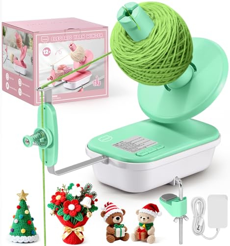 MIAOKE Avvolgitore elettrico avvolgitore per filati ad alta velocità, tre velocità, regolabile, 4-10 oz, grande avvolgitore automatico per uncinetto, ottimo aiuto per lavorare a maglia-verde